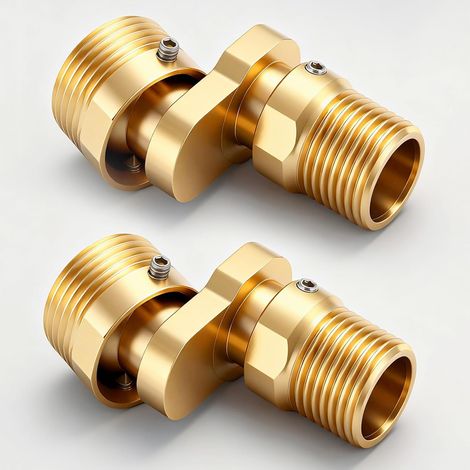 Excentric Bath Mixer Tap 360° Swivel Adjustable 040° Brass 2 Piece Adaptor 1/2 3/4 Tap Gold (1/5)