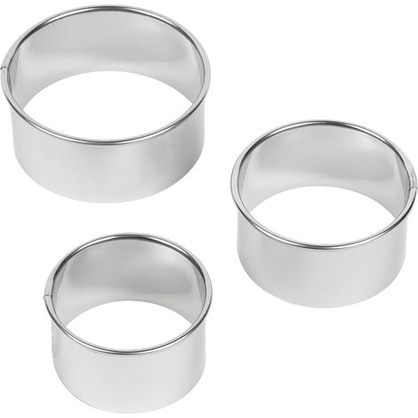 Ensemble de 3 emporte-pièces en acier inoxydable, ronds et résistants, disponibles en petites, moyennes et grandes tailles, parfaits pour la pâtisserie, la pâte à pain, la pâte à sucre et la cuisson. (1/5)