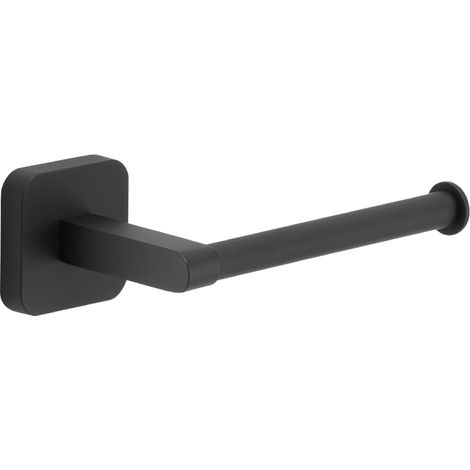 GEDY Porta Carta Igienica Tonga, Porta Rotolo in Acciaio Inox e Cromall, Fissabile con Viti Incluse o Biadesivo, Nero Matt, 14,3x6,9x4,7cm