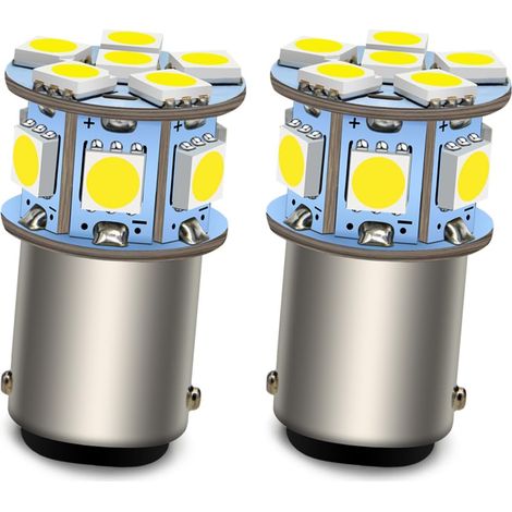 Lot de 2 ampoules LED BA15D 1142 1078 DC 12 V super lumineuses 5050 12SMD de rechange pour feux de recul, clignotants, feux arrière