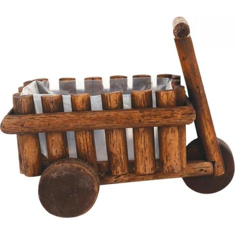 Kleiner Blumenkarren als dekorativer Blumentopf und Halter