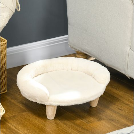 Haustiersofa 47x40x20 cm aus Plüsch, cremefarben, erhöht, für kleine Hunde – MEUBLIV (1/5)