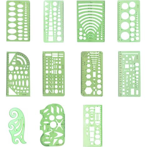 Pochoir Cercle - Pochoir Plastique pour Dessin Technique - Pour Projets Artistiques, École et Bureau - Lot de 11 Pièces (1/5)