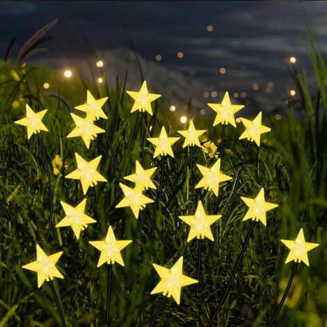 Lampes solaires d'extérieur, lampes de jardin, lampes solaires étoiles, décorations de Noël extérieures, lumières décoratives imperméables pour route, cour, décorations de fête dans le jardin (4 pièce (1/5)