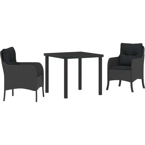 Maison Exclusive - Garten Essgruppe 3 Stk. Schwarz Poly-Rattan (1/5)