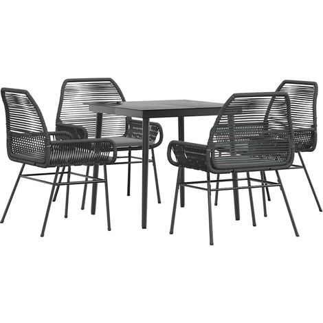 Maison Exclusive - Set da Pranzo da Giardino con Cuscini 5 pz Polyrattan Vetro (1/5)