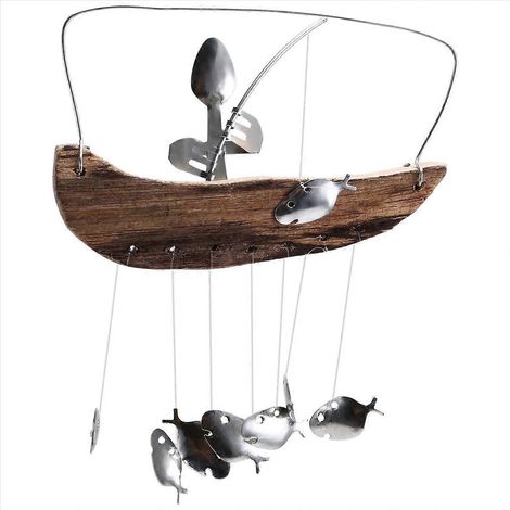 Carillon éolien en forme de pêcheur pour décoration intérieure et extérieure de maison et de jardin (1/5)