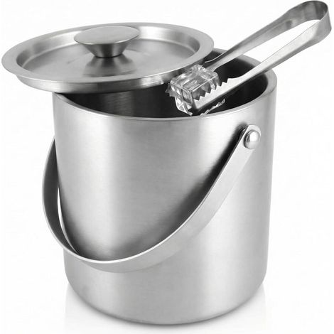 pour Les Bars à Domicile – ® Seau à Glace 3L en fer forgé forgé Inoxydable 304 avec Double Fond (1/5)