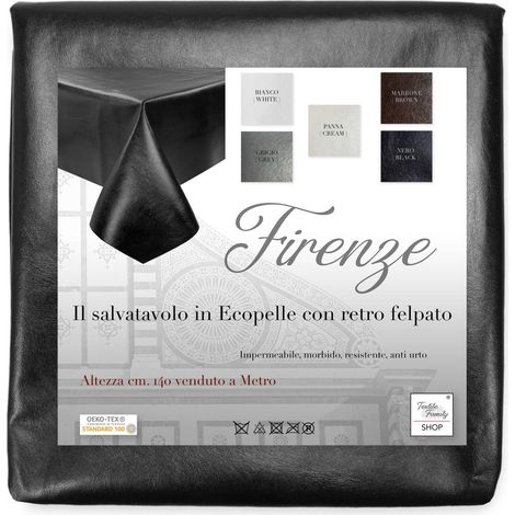 MOLLETTONE SALVATAVOLO FIRENZE in FINTA PELLE simil Pelle ECO pelle altezza cm. 140 Skai A metro Nero
