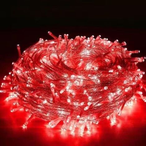 Guirlande lumineuse d'extérieur de Noël rouge 10 m 100 LED Décoration de Noël intérieure et extérieure Guirlande de fête Mariage Jardin (1/5)