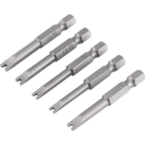 5Pcs S2 Alloy Steel Screwdriver Bits 50mm Length 1/4" Hex Shank Magnetic Screwdriver Bit Set U-Shaped Bit for Electrician Mechanical Repair (1/5)