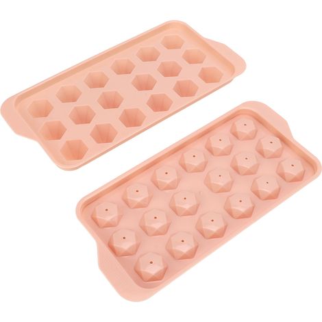 Bac à glaçons de bureau, moule à glaçons sphériques avec couvercle en plastique, boîte à glaçons maison, bac à glaçons pour réfrigérateur, style diamant, 18 compartiments - rose (1/5)