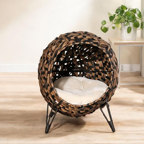 Maison pour chat coloris marron 52 x 52 x 58 cm (1/5)
