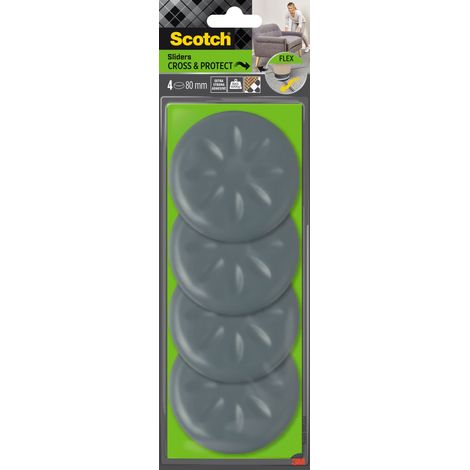 Patin glisseur Move & Protect Flex Scotch®, adhésif, gris, Ø 80 mm, 4/paquet - 600 kg (1/2)