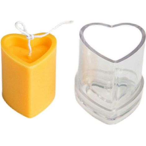 Moule à bougie 3D en forme de cœur et de colonne, en plastique, pour la fabrication de bougies parfumées à faire soi-même. (1/4)