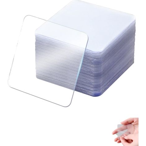 Pastilles adhésives Double Face Nano, 50 pièces 58x58mm, Extra Fort Transparent, ni Clou ni vis, Amovibles sans Traces, réutilisables pour Fixation Murale (1/5)