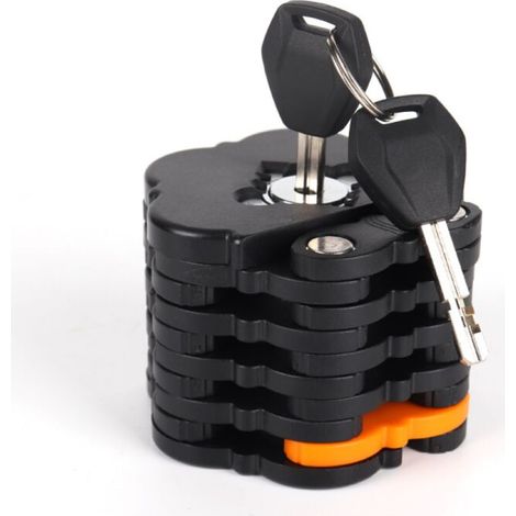 (Noir) Antivol de vélo pliable, niveau de sécurité élevé, 83 cm, avec support et 2 clés, pour motos électriques VTT, vélo de route (1/5)