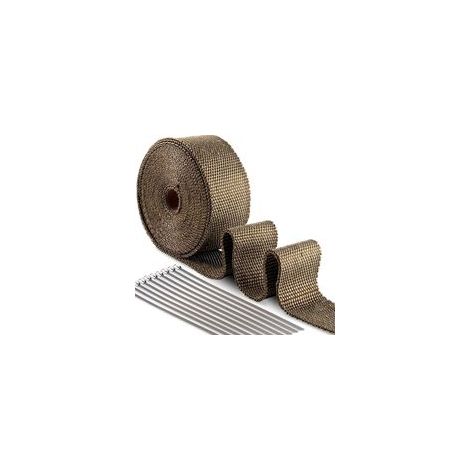 Ruban isolant thermique 15M x 50mm en magma de titanio – 10 conexiones de cable en acero inoxidable – Isolation thermique pour échappement moto - 15M50mm (1/5)
