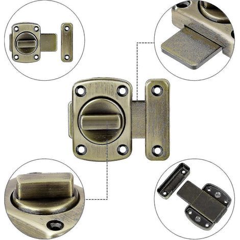 Verrou de sécurité rotatif pour porte Dww, en alliage de zinc, avec vis, 2 pièces (bronze vert) (1/2)
