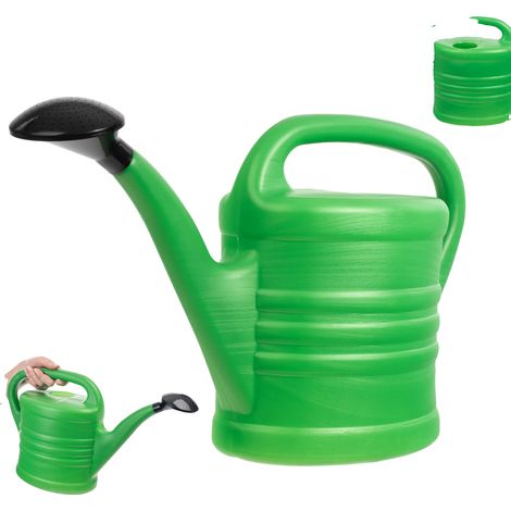 Regadera de 10 litros de capacidad, diseño ergonómico, apta para uso interior y exterior, de plástico resistente, eficaz para diversas plantas. (1/5)