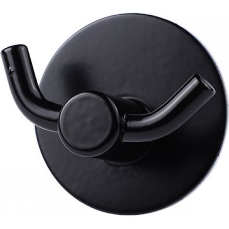 Black Towel Hook, (45mm45mm) 4 Pieces Adhesive Hooks Wall Hooks 304 Stainless Steel Wall Hook, Self Adhesive Hooks Double Towel Hooks for Bathroom Kitchen (1/4)