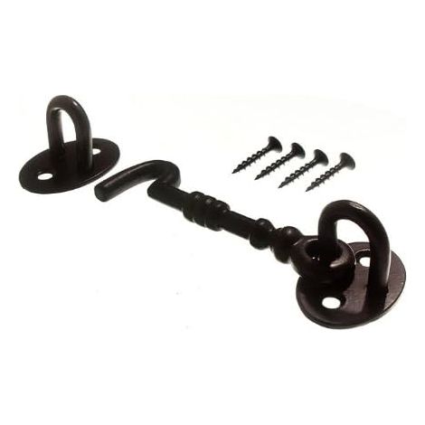 One Stop DIY Barrière de porte robuste de style antique avec crochet et œillet Noir 100 mm