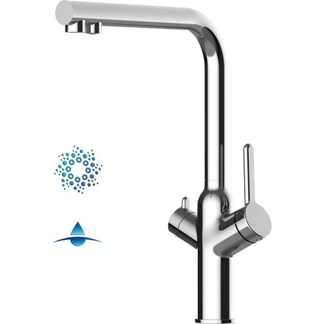 4 Wege Wasserhahn Kueche Spueltischarmatur Verchromt Kuechenarmatur mit L 360 schwenkbarem Auslauf - BOD Design