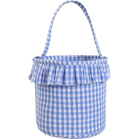 KOWOLL Panier de Pâques, jolis paniers de Pâques pour la décoration de fête d'enfants, panier de pique-nique en tissu vichy avec poignées pour la chasse aux œufs, le rangement des bonbons et les cadea (1/5)