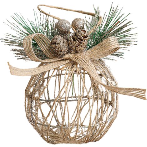 Jeffergarden Décorations de Noël, ornements pour sapin de Noël, accessoires, boules en fer forgé, décorations de Noël, boules creuses, boules de Noël couleur champagne de 8 cm (1/3)