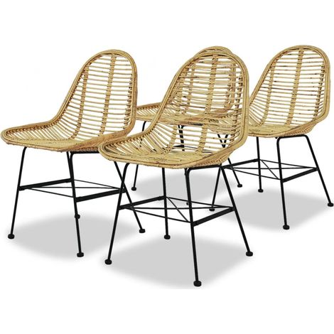 Lot de 4 Chaises de salle à manger - Chaises à dîner Rotin naturel BV758628 - BonneVie (1/4)