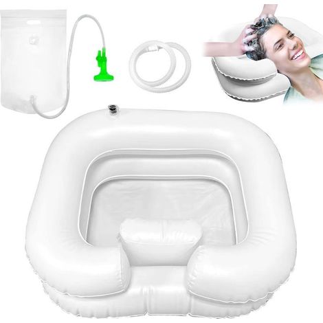 Lavabo à Cheveux Gonflable, Avec pommeau de douche et sac à eau, Bassin Gonflable pour Laver, Bac à shampoing gonflable, Système de douche, Grande vasque gonflable, Portable Lavabo Gonflable (1/5)