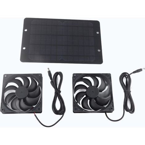 Kit Ventilateur Solaire pour Serre, Extracteur d'Air Double 10W 800mA - Équipement de Ventilation Extérieur (1/5)