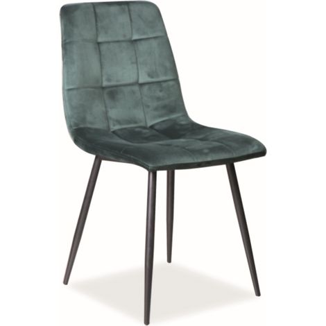 Chaise design métal noir & velours vert Frigg (1/4)