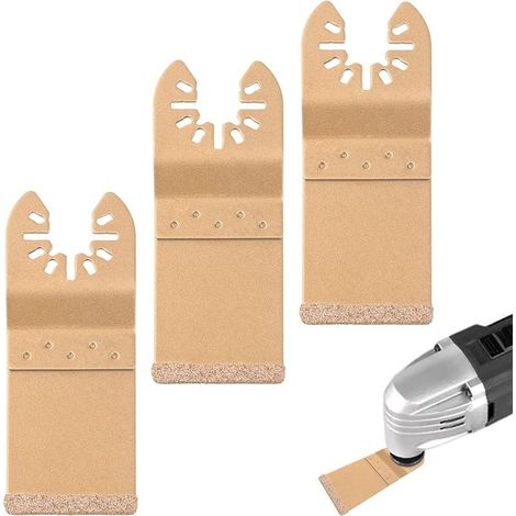 Lot de 3 Lame de Scie Diamantée Oscillante Universelle, 35 mm Lames en Carbure, Ajustement Lame Multi-Outils Coupe Dics pour Enlever les Carrelage et Mortier (1/5)
