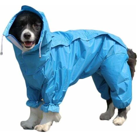 QORVA-Imperméable pour chien avec capuche amovible (Bleu, 14)-Fei Yu