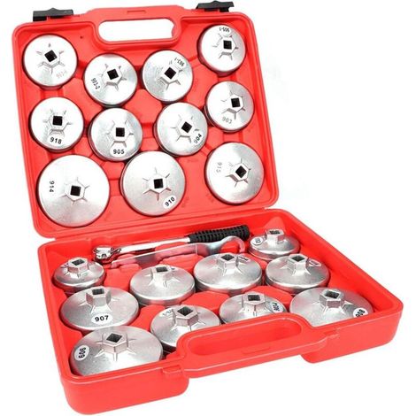 23-teiliger 1/2-Zoll-Aluminium-Ölfilterschlüssel zum Entfernen der Ölfilterabdeckung, Ölfilterkappe, Filterschlüssel (1/4)