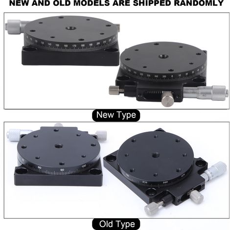 Platine optique rotative manuelle RS60-L, plateforme mobile standard avec plateau de 60 mm de diamètre et glissière de micro-réglage de précision (1/5)
