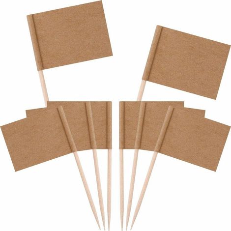 Étiquettes en papier kraft avec cure-dents, 100 pièces. Marqueurs à fromage et à gâteaux. Étiquettes en papier kraft pour mariage, fête, Noël, Halloween, Pâques. (1/5)