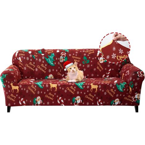 Housse de Canapé Extensible 4 Place Couverture Canapé avec Accoudoirs Moderne Couvre Canapé Elastique Universelle Revêtement de Canapé Housse de Protection,Noël Voleur (1/5)
