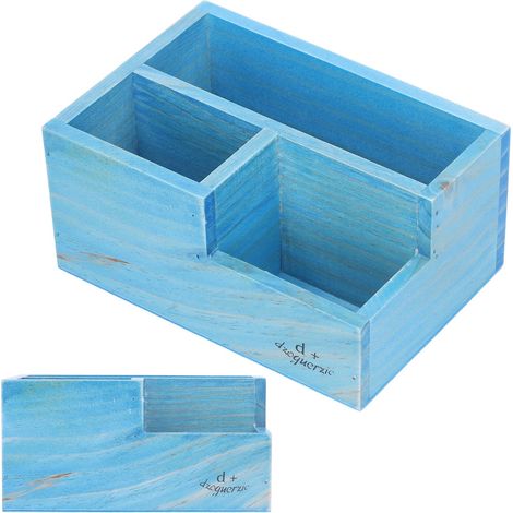 Porte-stylos en bois 3 cases multifonction, rangement de bureau pour crayons et fournitures