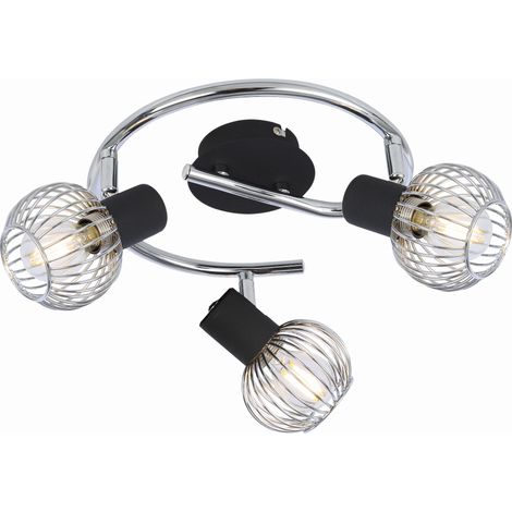 Plafonnier Candellux Oslo métal noir/chrome 42 cm 3xE14