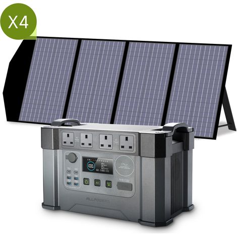 ALLPOWERS S2000 Pro MPPT Solar Generator with 4 140W Folable Solar Panel Included, 2400W 1500wh Portable Power Station, Solar Mobile Battery Pack for Outdoor RV Camping, Home Emergency, Travel (1/5)