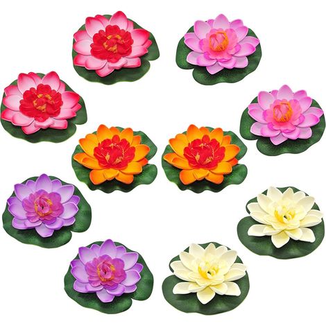 Nenuphar Flottant Fleurs Artificielles Deco Réaliste 10pièces 10cm Fleur de Lotus pour Jardin étang Piscine Aquarium Terrasse Mariage (1/5)