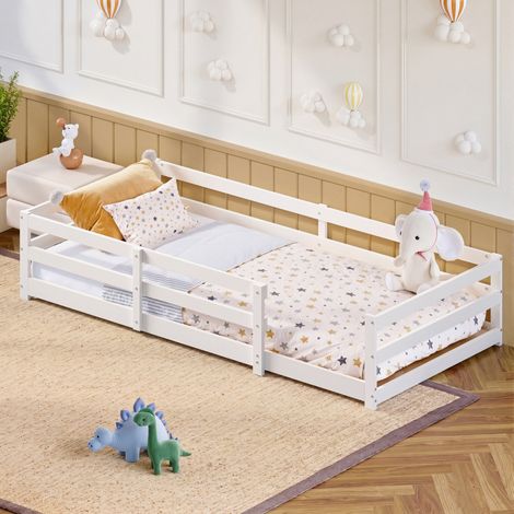 letto 90x200 Montessori con sponde pino bianco HAVRYA (1/5)