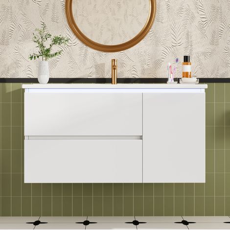 Meuble de salle de bain avec vasque mural 91,5 x 46,5 x 50,5 cm blanc HAVRYA (1/5)
