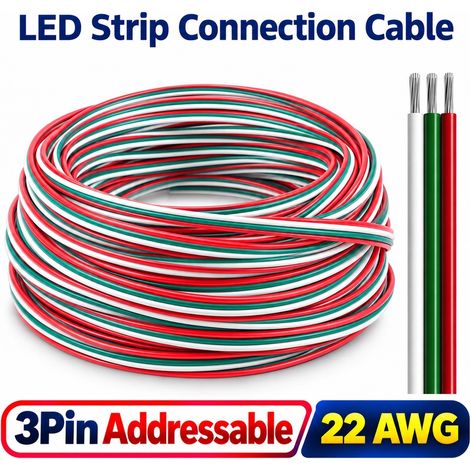 Cavo per Strisce LED Indirizzabili 3 Pin 22 AWG 0,34 mm²  3 Metri (1/5)