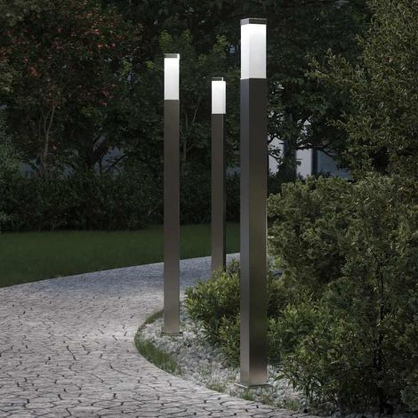 vidaXL Lampioni a palo 3 pz 110 cm Acciaio Inox IP44