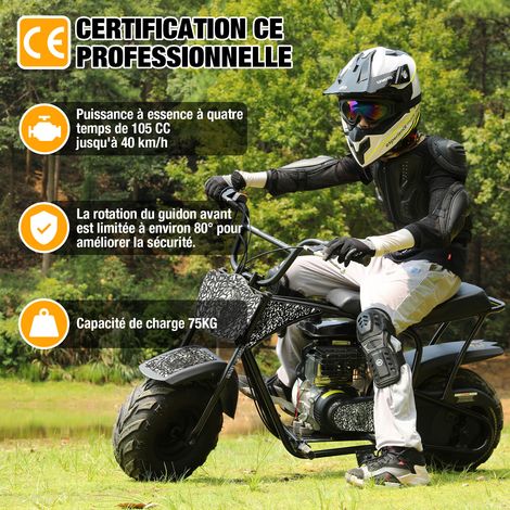 Dirt bike enfant 105CC Moteur de 4 temps Mini Moto Cross Jusqu'à 40km/h Motocyclette 4 types d'autocollants DIY Adapté aux 13+ Ans (1/4)
