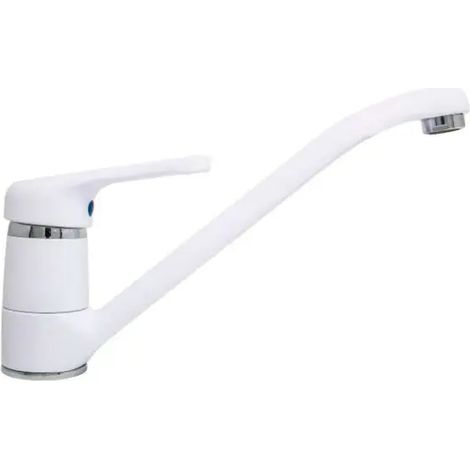Rubinetto miscelatore monocomando bianco per lavello con canna bassa snodata serie nettuno 3/8" PAFFONI