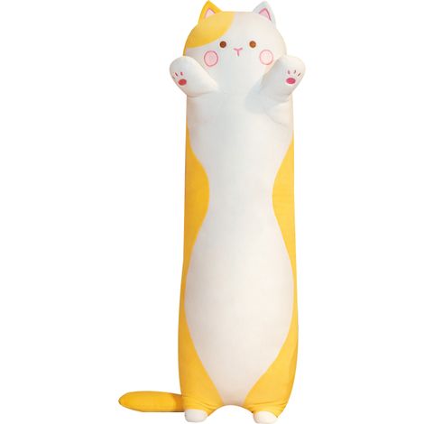 Niedliches Katzen-Teddybär-Langkissen gelb (1/5)